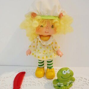 Vintage Lemon Meringue Doll From Strawberry Shortcake collection, with Pet Frog